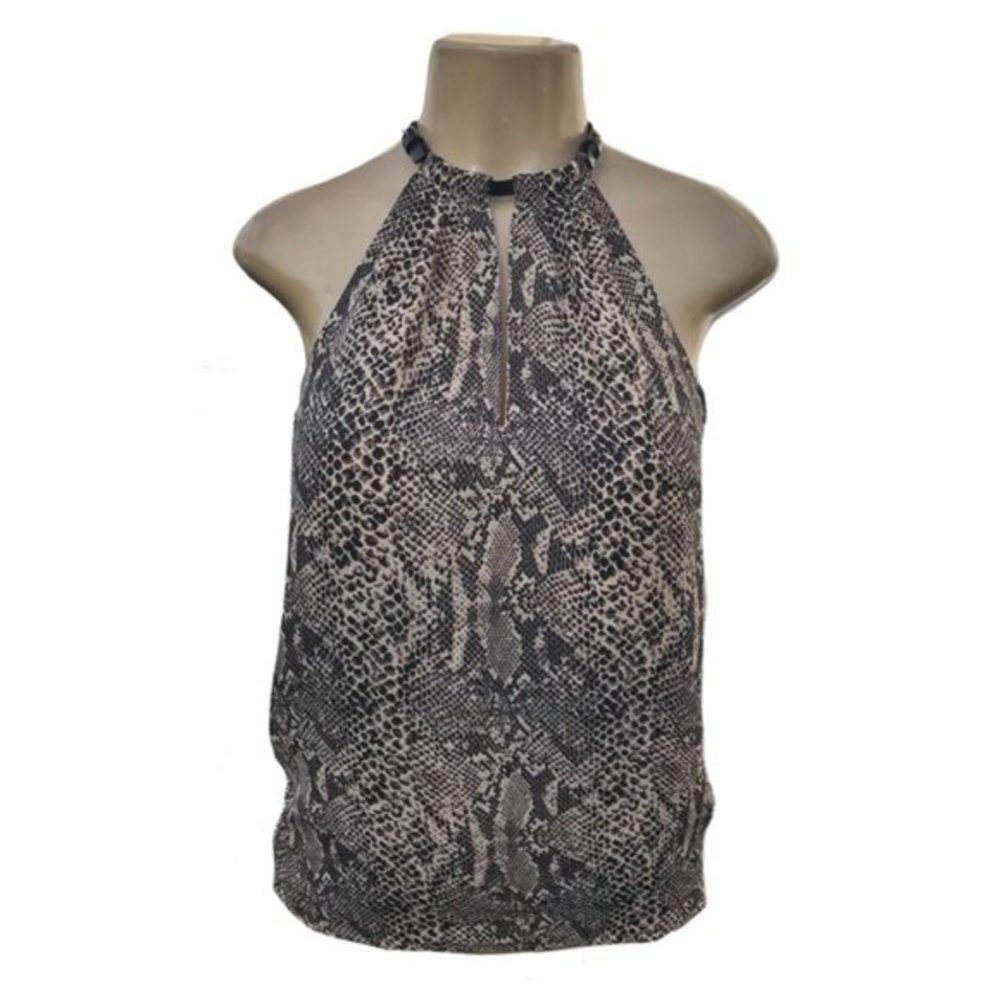 Michael Kors Snake Print Leather collar Blouse